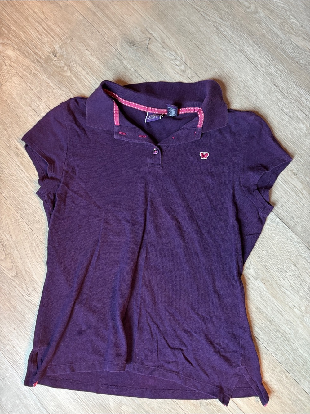 Aeropostale Girls' Purple Polo with Pink Trim